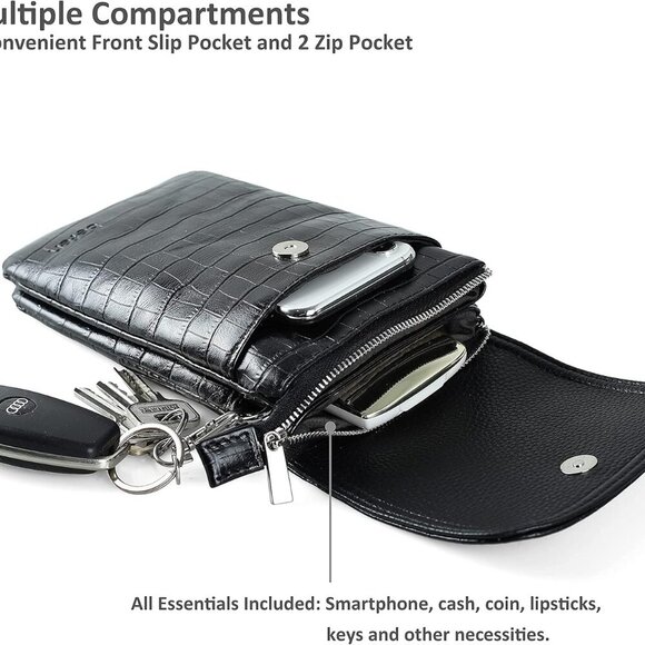 Genuine Leather Small Crossbody Bags for Women Cell Phone Bag Cross Body Purses, - Picture 4 of 7